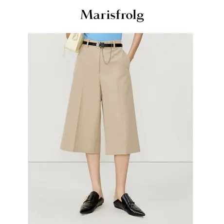 【质感休闲】玛丝菲尔23夏新款卡其休闲职业直筒宽松西装裤女图片