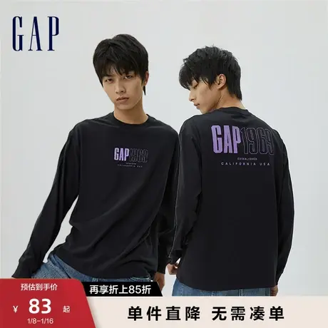 Gap男女装秋季新款LOGO纯棉亲肤长袖T恤情侣运动休闲上衣598811商品大图