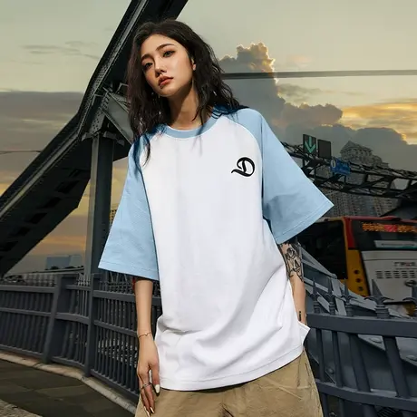 Nuthink加肥加大欧美潮流字母插肩短袖T恤男华夫格宽松半袖夏季潮商品大图