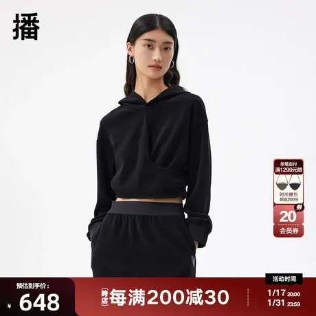 播商场同款春秋宽松短款连帽卫衣休闲气质套头上衣BDQ3VD0405商品大图