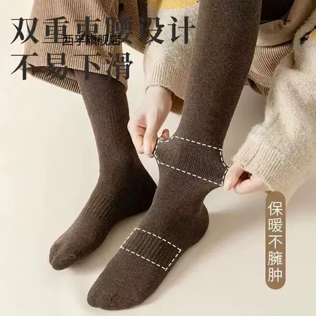 厚袜子中筒冬季女士长筒袜棉袜毛巾加厚加绒保暖袜子女秋冬月子袜商品大图