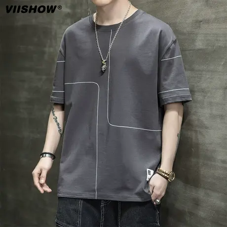 VIISHOW短袖t恤男生2024新款夏季美式潮流半袖上衣服潮牌百搭体恤商品大图