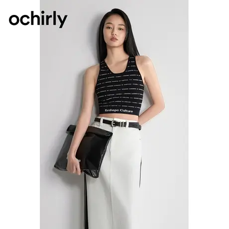 字母老花吊带衫 ochirly欧时力针织背心女2024新款夏装外穿短款商品大图