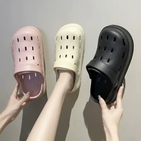 洞洞鞋2024新款时尚女外穿夏季时尚网红包头半拖鞋居家防滑沙滩鞋商品大图