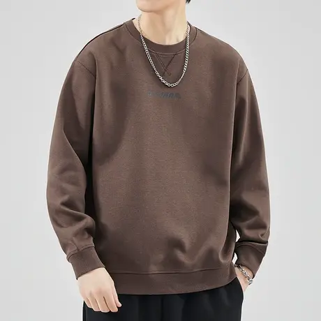 秋季男士中性风高端套头圆领卫衣春秋款男装印花长袖上衣男款秋装商品大图