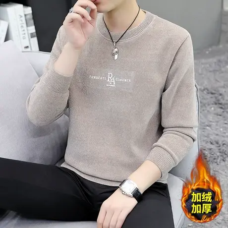 秋冬季毛衣男士潮流内搭一体针织打底衫加绒加厚秋装线衣保暖上衣商品大图