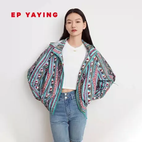 EP YAYING雅莹女装 休闲印花户外运动夹克外套 2023秋季新款1302C商品大图