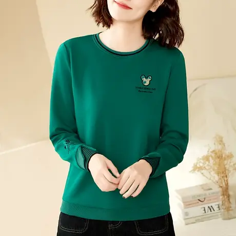 正肩圆领卫衣女春秋2023年新款时尚洋气妈妈装上衣今年流行的外套商品大图