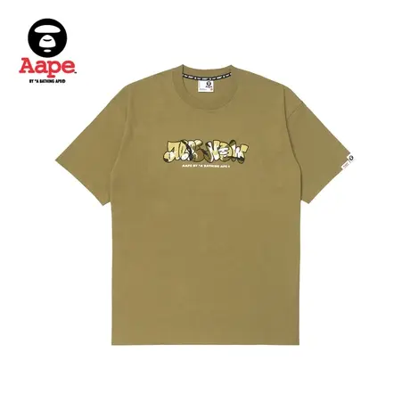 Aape旗舰店男装秋冬猿颜字母涂鸦效果印花图案休闲短袖T恤1388XXL商品大图