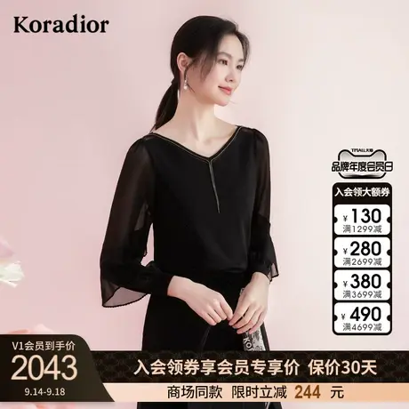 珂莱蒂尔女装冰丝针织衫女长袖休闲气质上衣女2023年春夏新款图片