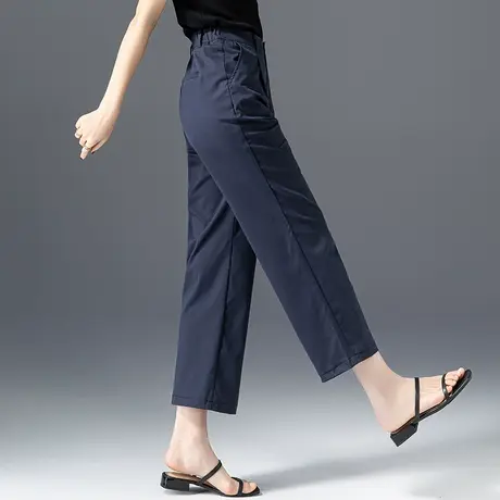 藏青色窄版直筒裤女小个子天丝裤子夏季薄款冰丝女裤九分裤阔腿裤商品大图