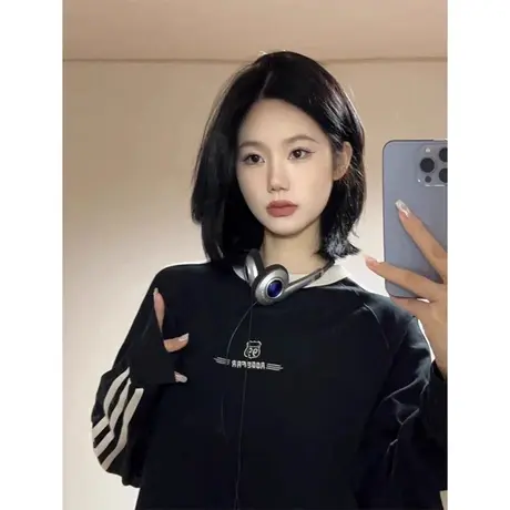 美式复古潮牌卫衣女春秋季薄款宽松oversize慵懒风设计感小众上衣商品大图