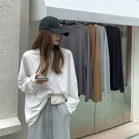 2023年春秋冬季新款早秋内搭洋气打底衫ins风宽松长袖t恤女装上衣商品大图