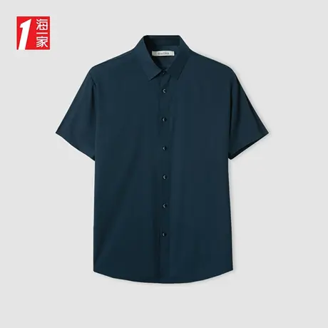 海一家时尚线条提花短衬2023夏季新款商务休闲中年男士短袖衬衫商品大图