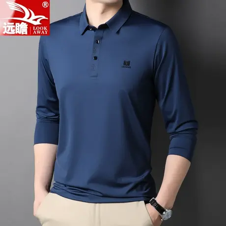 长袖T恤男春秋2022新款宽松商务休闲男士翻领Polo衫男体恤上衣服图片
