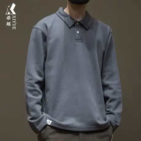 希越250g珠地棉polo衫男款秋季纯色简约百搭宽松大码胖子纯棉上衣图片