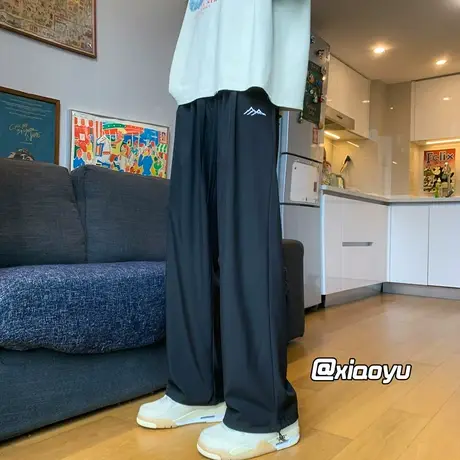 冰丝透气休闲裤子男夏季薄款垂感潮牌高级感ins宽松显瘦直筒长裤商品大图