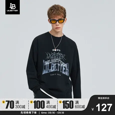 Lilbetter长袖t恤秋冬潮流衣服cityboy内搭上衣圆领宽松运动男装商品大图