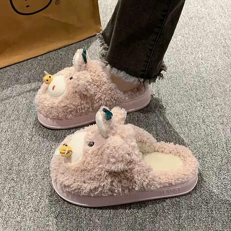 网红棉拖鞋冬季包跟室内新款棉鞋家居女少女心2023新款毛毛保暖女商品大图