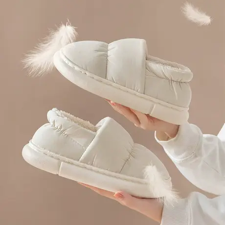 防水羽绒包跟棉拖鞋女冬季室内家居家用保暖防滑厚底毛绒棉鞋外穿商品大图