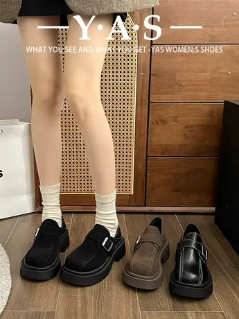 时尚爆款学院风小皮鞋女2024年秋冬厚底百搭乐福鞋大头单鞋ins潮商品大图