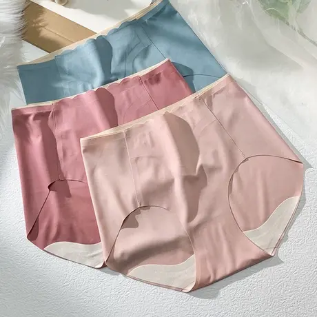 送妈妈内裤女士棉质底裆高腰无痕大码胖MM提臀裸感舒适三角裤头商品大图