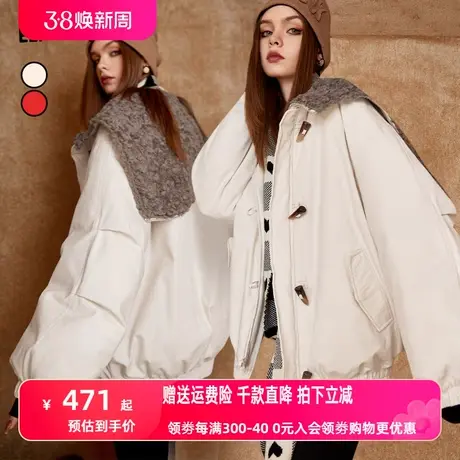 妖精的口袋白色短款羽绒服女2022冬季新款小个子加厚保暖宽松外套图片