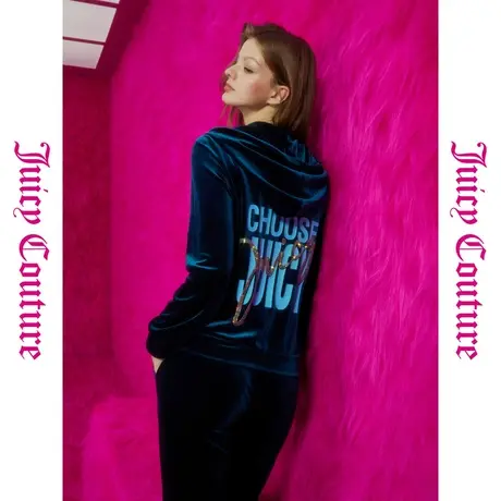 Juicy Couture橘滋春夏新款上衣运动时尚卫衣休闲烫钻丝绒女外套图片