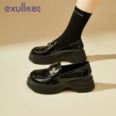 exull/依思Q女款2023新款冬季英伦风配裙子厚底女款百搭单鞋商品大图