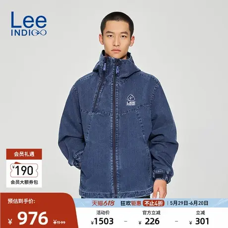 Lee商场同款25春夏新品舒适版深蓝色男连帽牛仔夹克外套休闲潮商品大图