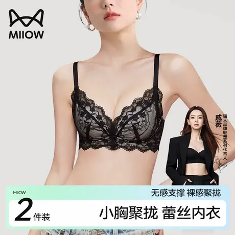 猫人小胸聚拢内衣女无钢圈收副乳防下垂小胸显大透气性感蕾丝文胸商品大图