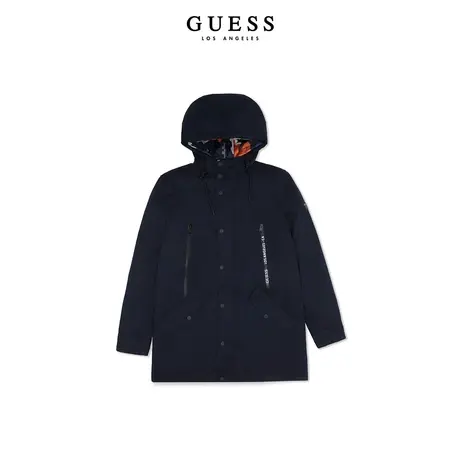 GUESS 23新秋男设计感拉链抽绳连帽两面穿夹克外套-M2BL36WE6U0图片