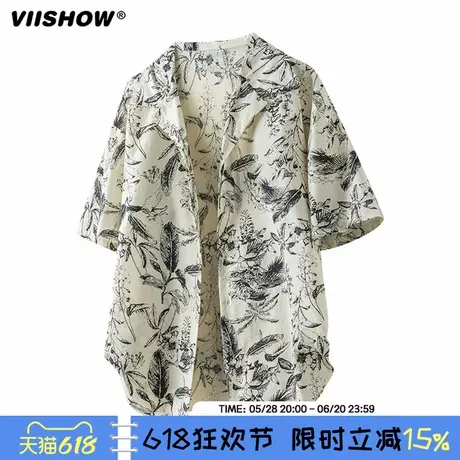 VIISHOW海边度假冰丝花衬衫男款夏季薄款凉感港风宽松半袖衬衣潮商品大图