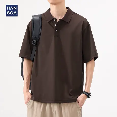 Hansca230g彩岛棉短袖polo衫男2025新款夏季薄款宽松透气t恤上衣商品大图
