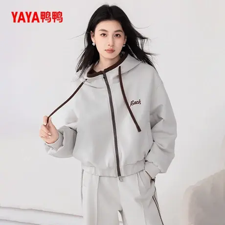 【鸭鸭甄选】鸭鸭女士两件套羽绒服2024冬季反季短款时尚鹅绒外套商品大图