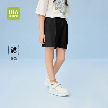 HLA/海澜之家亦心即为系列休闲中裤25夏季新松紧腰刺绣短裤男女童商品大图