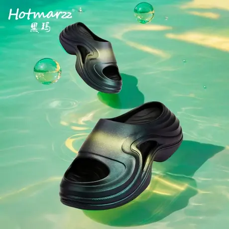 hotmarzz/黑玛厚底拖鞋女高级感居家外穿防滑时尚网红高跟一字拖商品大图