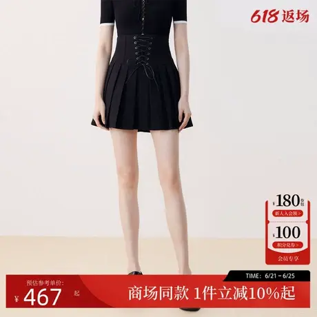 Vero Moda半身裙2025夏季新款高腰A摆有衬裤绑带短裙325237007图片