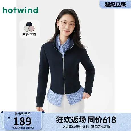 热风开衫卫衣女2025新款拉链瑜伽立领休闲卫衣修身打底外套上衣图片