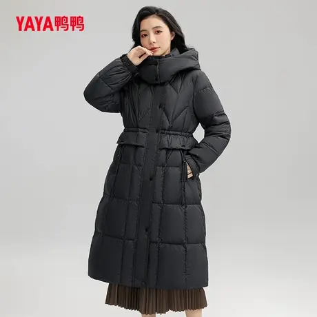 鸭鸭羽绒服女冬季美拉德系2023新品连帽长款收腰显瘦保暖外套J图片