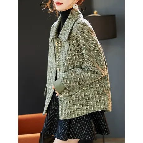 宝诗黎【新品价398元】小香风亮丝格子外套ZZ1586图片