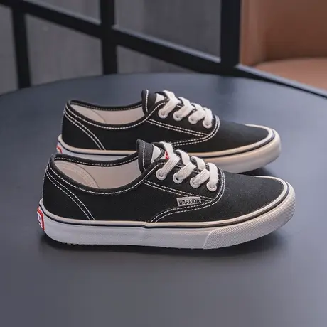 回力帆布鞋女秋季2023新款休闲一脚蹬懒人鞋布鞋百搭厚底黑色板鞋商品大图