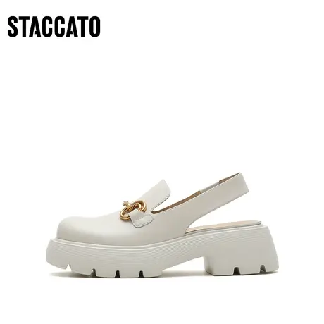 思加图新款奶油鞋英伦风厚底圆头萌萌鞋凉鞋女鞋EBV13AH2商品大图