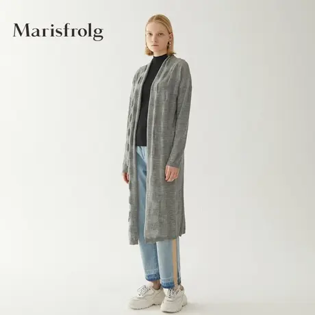 Marisfrolg玛丝菲尔羊毛2019秋季新款灰色开衫气质毛针织衫毛衣商品大图