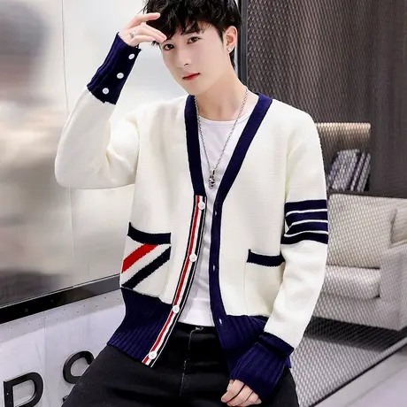 潮牌个性针织开衫男士日系外套韩版宽松帅气百搭网红情侣秋装毛衣商品大图