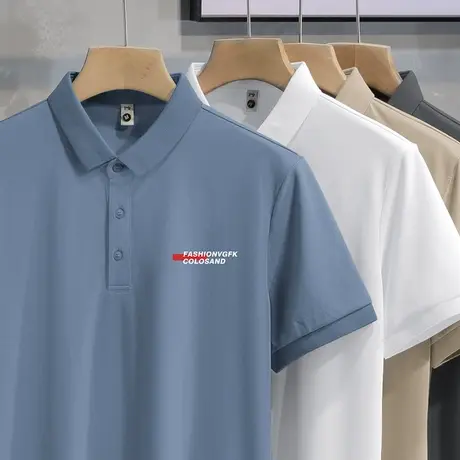 男士短袖2023新款夏季保罗polo衫翻领t恤冰丝凉感半袖有领体恤衫商品大图