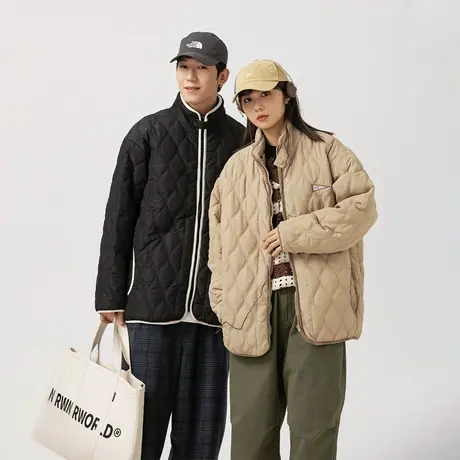 纯色葫芦格立领保暖棉服女冬季2023新款加厚外套复古宽松情侣棉衣商品大图