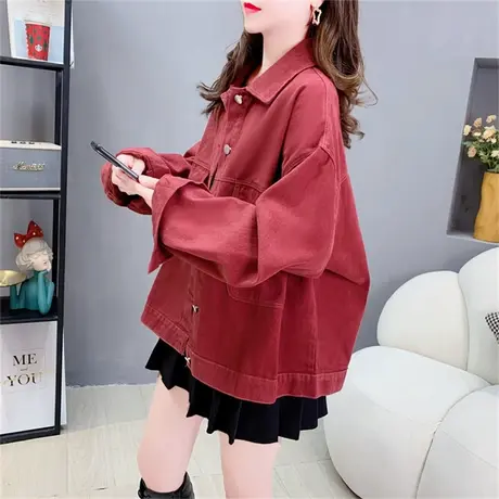 休闲时尚小个子牛仔外套女春秋2023年新款韩版宽松慵懒风夹克上衣图片