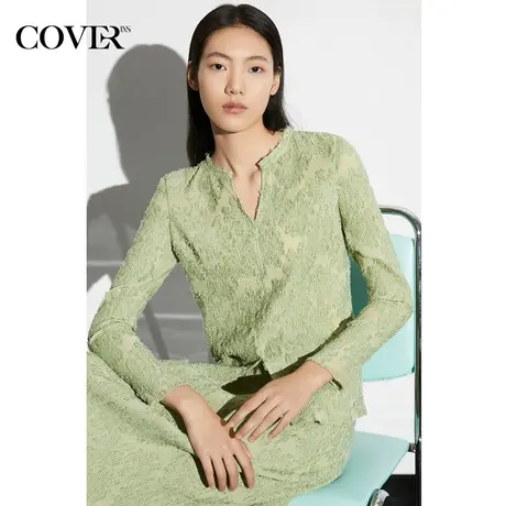 COVER夏季拉毛压褶肌理法式衬衫图片