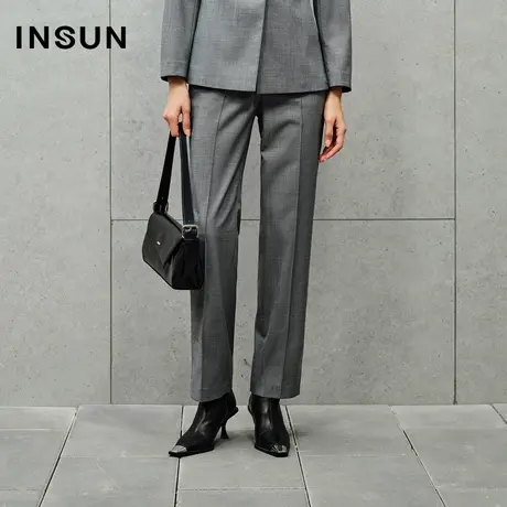 INSUN恩裳专选秋季羊毛提花商务直筒西装裤商品大图